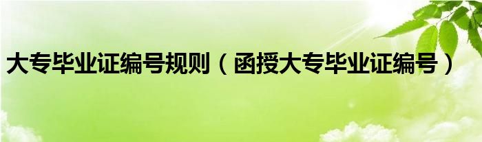 大專畢業(yè)證編號規(guī)則（函授大專畢業(yè)證編號）