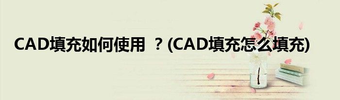 CAD填充如何使用 ？(CAD填充怎么填充)