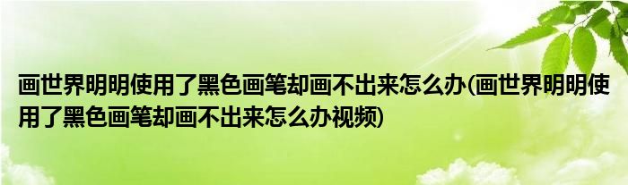 畫世界明明使用了黑色畫筆卻畫不出來怎么辦(畫世界明明使用了黑色畫筆卻畫不出來怎么辦視頻)