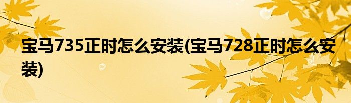 寶馬735正時怎么安裝(寶馬728正時怎么安裝)