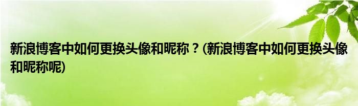 新浪博客中如何更換頭像和昵稱？(新浪博客中如何更換頭像和昵稱呢)