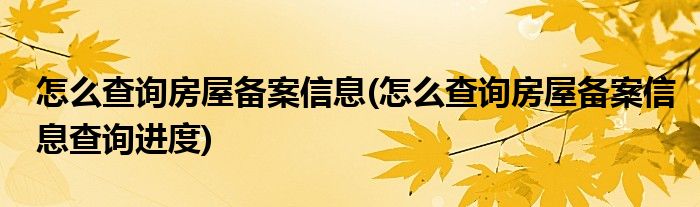 怎么查詢房屋備案信息(怎么查詢房屋備案信息查詢進度)