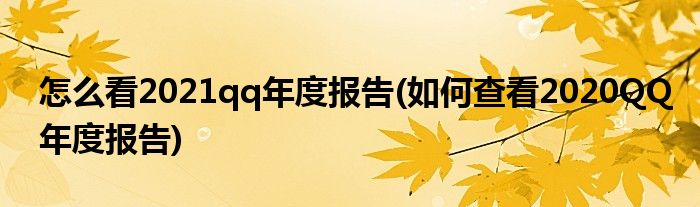 怎么看2021qq年度報告(如何查看2020QQ年度報告)