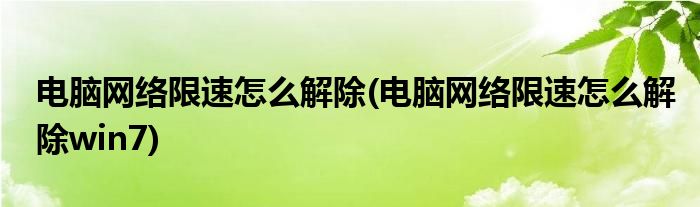 電腦網(wǎng)絡(luò)限速怎么解除(電腦網(wǎng)絡(luò)限速怎么解除win7)