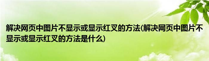 解決網(wǎng)頁中圖片不顯示或顯示紅叉的方法(解決網(wǎng)頁中圖片不顯示或顯示紅叉的方法是什么)