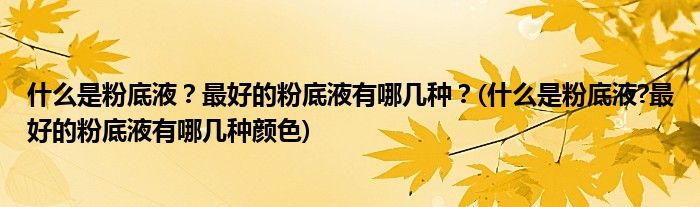 什么是粉底液？最好的粉底液有哪幾種？(什么是粉底液?最好的粉底液有哪幾種顏色)