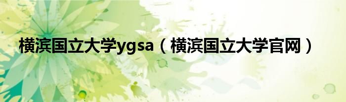 橫濱國立大學(xué)ygsa（橫濱國立大學(xué)官網(wǎng)）