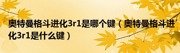 奧特曼格斗進(jìn)化3r1是哪個(gè)鍵（奧特曼格斗進(jìn)化3r1是什么鍵）