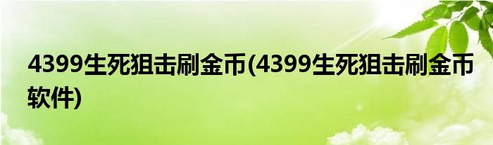 4399生死狙擊刷金幣(4399生死狙擊刷金幣軟件)