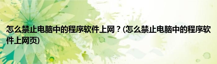 怎么禁止電腦中的程序軟件上網(wǎng)？(怎么禁止電腦中的程序軟件上網(wǎng)頁)