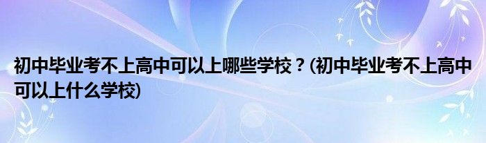 初中畢業(yè)考不上高中可以上哪些學(xué)校？(初中畢業(yè)考不上高中可以上什么學(xué)校)