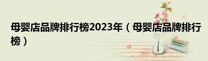 母嬰店品牌排行榜2023年（母嬰店品牌排行榜）