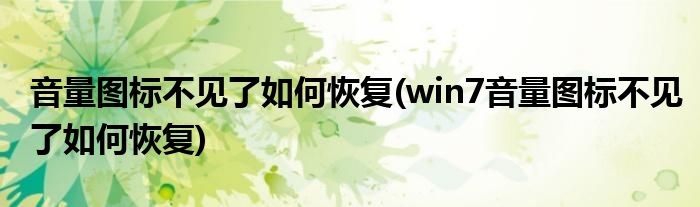 音量圖標(biāo)不見了如何恢復(fù)(win7音量圖標(biāo)不見了如何恢復(fù))