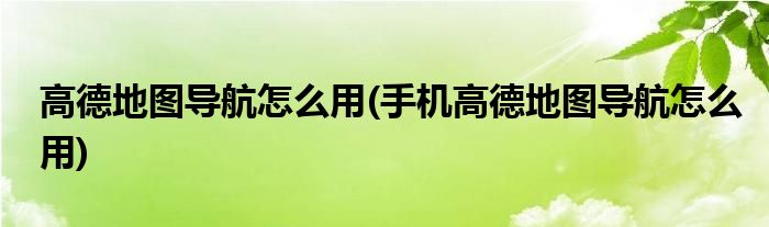 高德地圖導(dǎo)航怎么用(手機(jī)高德地圖導(dǎo)航怎么用)