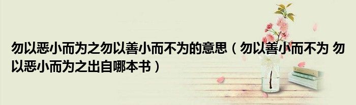 勿以惡小而為之勿以善小而不為的意思（勿以善小而不為 勿以惡小而為之出自哪本書）