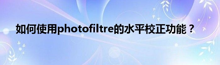 如何使用photofiltre的水平校正功能？