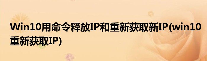 Win10用命令釋放IP和重新獲取新IP(win10重新獲取IP)