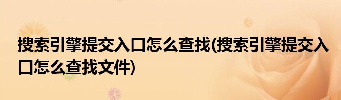 搜索引擎提交入口怎么查找(搜索引擎提交入口怎么查找文件)