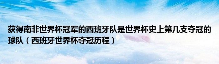 獲得南非世界杯冠軍的西班牙隊是世界杯史上第幾支奪冠的球隊（西班牙世界杯奪冠歷程）