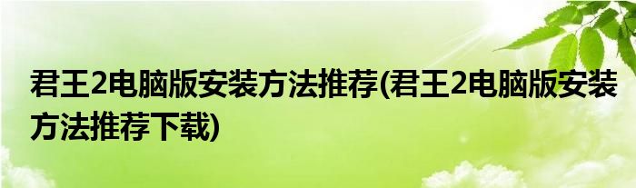 君王2電腦版安裝方法推薦(君王2電腦版安裝方法推薦下載)