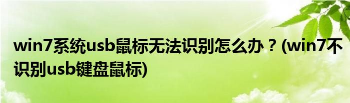 win7系統(tǒng)usb鼠標(biāo)無法識別怎么辦？(win7不識別usb鍵盤鼠標(biāo))