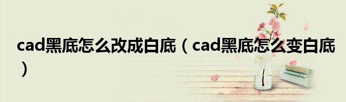 cad黑底怎么改成白底（cad黑底怎么變白底）