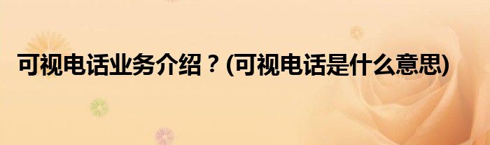 可視電話業(yè)務(wù)介紹？(可視電話是什么意思)