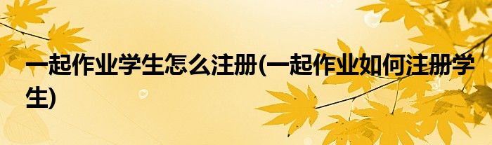 一起作業(yè)學(xué)生怎么注冊(cè)(一起作業(yè)如何注冊(cè)學(xué)生)