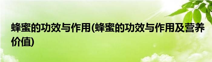 蜂蜜的功效與作用(蜂蜜的功效與作用及營養(yǎng)價(jià)值)