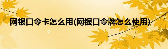 網(wǎng)銀口令卡怎么用(網(wǎng)銀口令牌怎么使用)