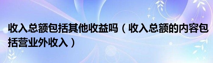 收入總額包括其他收益嗎（收入總額的內(nèi)容包括營(yíng)業(yè)外收入）