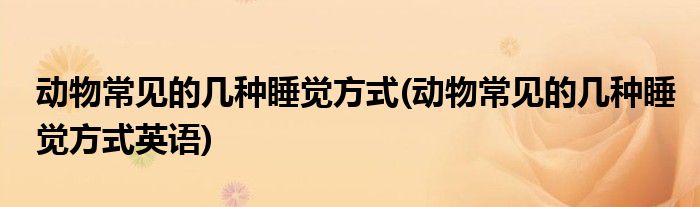 動物常見的幾種睡覺方式(動物常見的幾種睡覺方式英語)