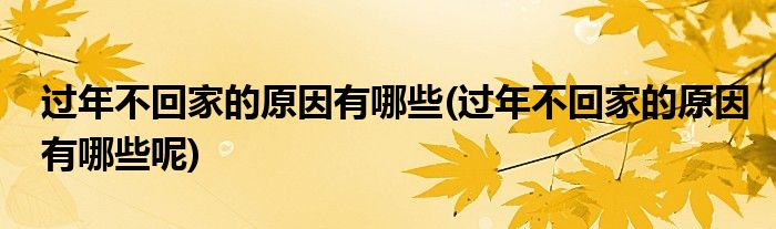 過(guò)年不回家的原因有哪些(過(guò)年不回家的原因有哪些呢)