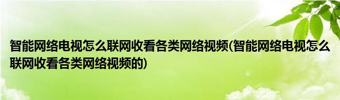 智能網(wǎng)絡(luò)電視怎么聯(lián)網(wǎng)收看各類網(wǎng)絡(luò)視頻(智能網(wǎng)絡(luò)電視怎么聯(lián)網(wǎng)收看各類網(wǎng)絡(luò)視頻的)