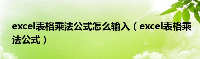 excel表格乘法公式怎么輸入（excel表格乘法公式）