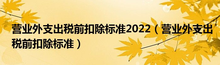 營業(yè)外支出稅前扣除標(biāo)準(zhǔn)2022（營業(yè)外支出稅前扣除標(biāo)準(zhǔn)）