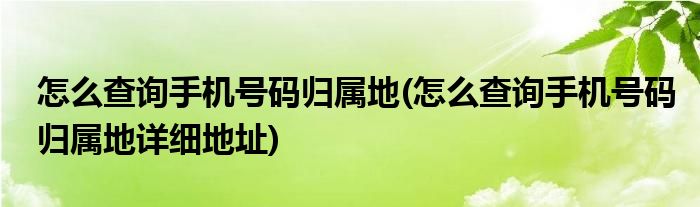 怎么查詢手機(jī)號(hào)碼歸屬地(怎么查詢手機(jī)號(hào)碼歸屬地詳細(xì)地址)