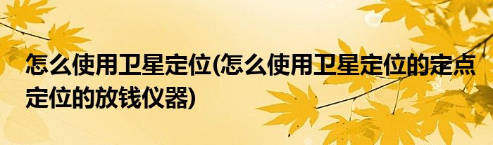 怎么使用衛(wèi)星定位(怎么使用衛(wèi)星定位的定點定位的放錢儀器)