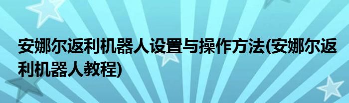 安娜爾返利機(jī)器人設(shè)置與操作方法(安娜爾返利機(jī)器人教程)