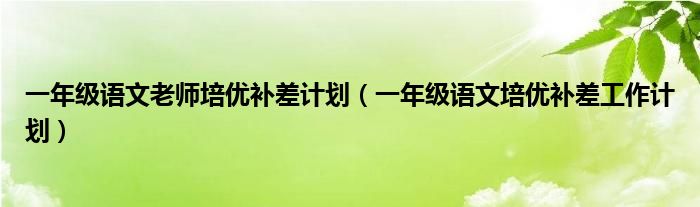 一年級語文老師培優(yōu)補差計劃（一年級語文培優(yōu)補差工作計劃）