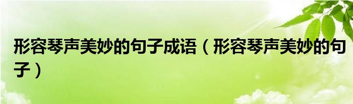 形容琴聲美妙的句子成語（形容琴聲美妙的句子）