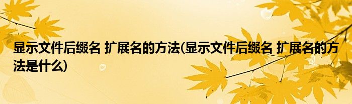 顯示文件后綴名 擴(kuò)展名的方法(顯示文件后綴名 擴(kuò)展名的方法是什么)