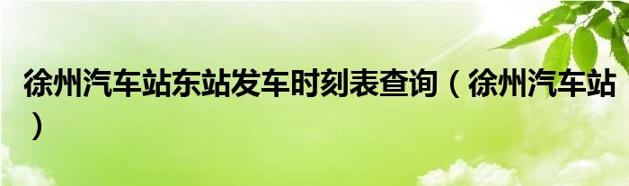 徐州汽車站東站發(fā)車時(shí)刻表查詢（徐州汽車站）