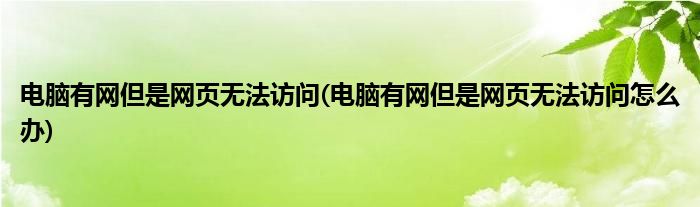 電腦有網(wǎng)但是網(wǎng)頁無法訪問(電腦有網(wǎng)但是網(wǎng)頁無法訪問怎么辦)