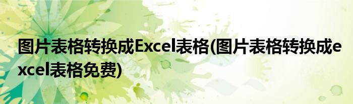 圖片表格轉(zhuǎn)換成Excel表格(圖片表格轉(zhuǎn)換成excel表格免費(fèi))