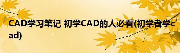 CAD學(xué)習(xí)筆記 初學(xué)CAD的人必看(初學(xué)者學(xué)cad)