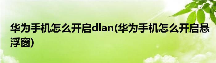 華為手機怎么開啟dlan(華為手機怎么開啟懸浮窗)