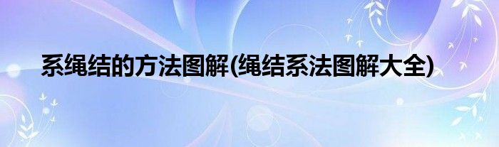 系繩結(jié)的方法圖解(繩結(jié)系法圖解大全)