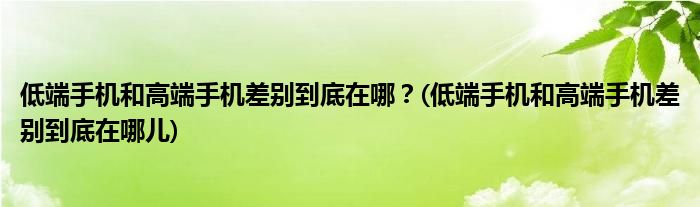 低端手機(jī)和高端手機(jī)差別到底在哪？(低端手機(jī)和高端手機(jī)差別到底在哪兒)