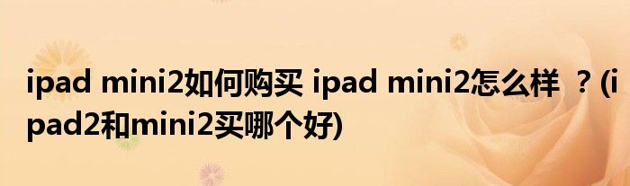 ipad mini2如何購買 ipad mini2怎么樣 ？(ipad2和mini2買哪個(gè)好)